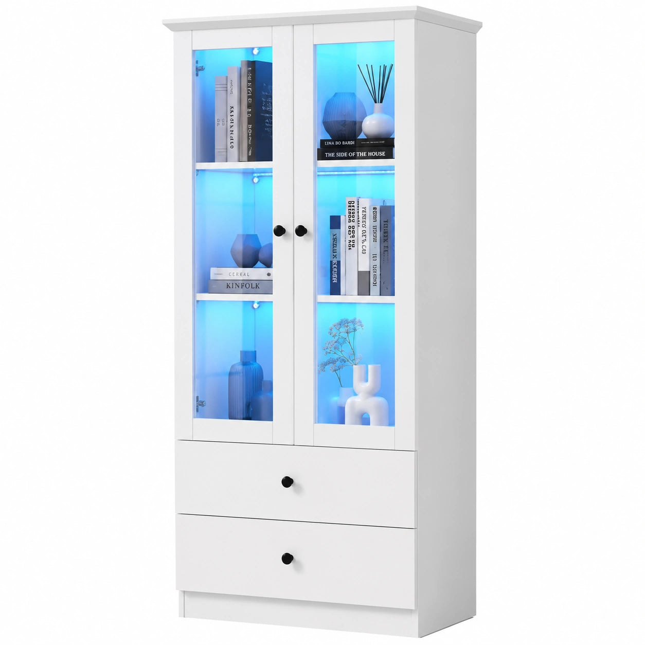 Bureau, réglable, avec rangement, avec tiroirs, en verre, coloris blanc, pour l’espace de travail