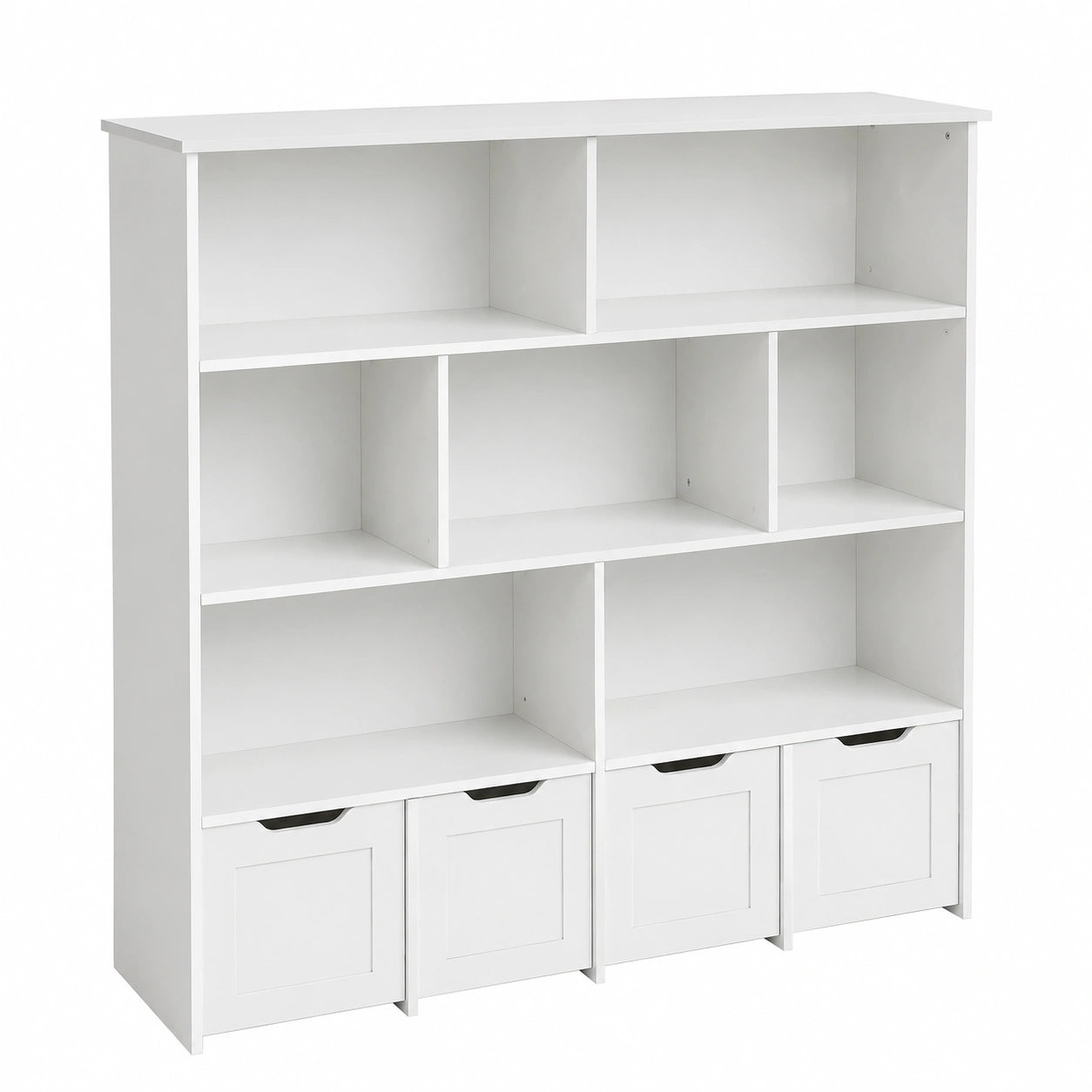 Bibliothèque, avec rangement, avec tiroirs, coloris blanc, pour le salon ou le bureau