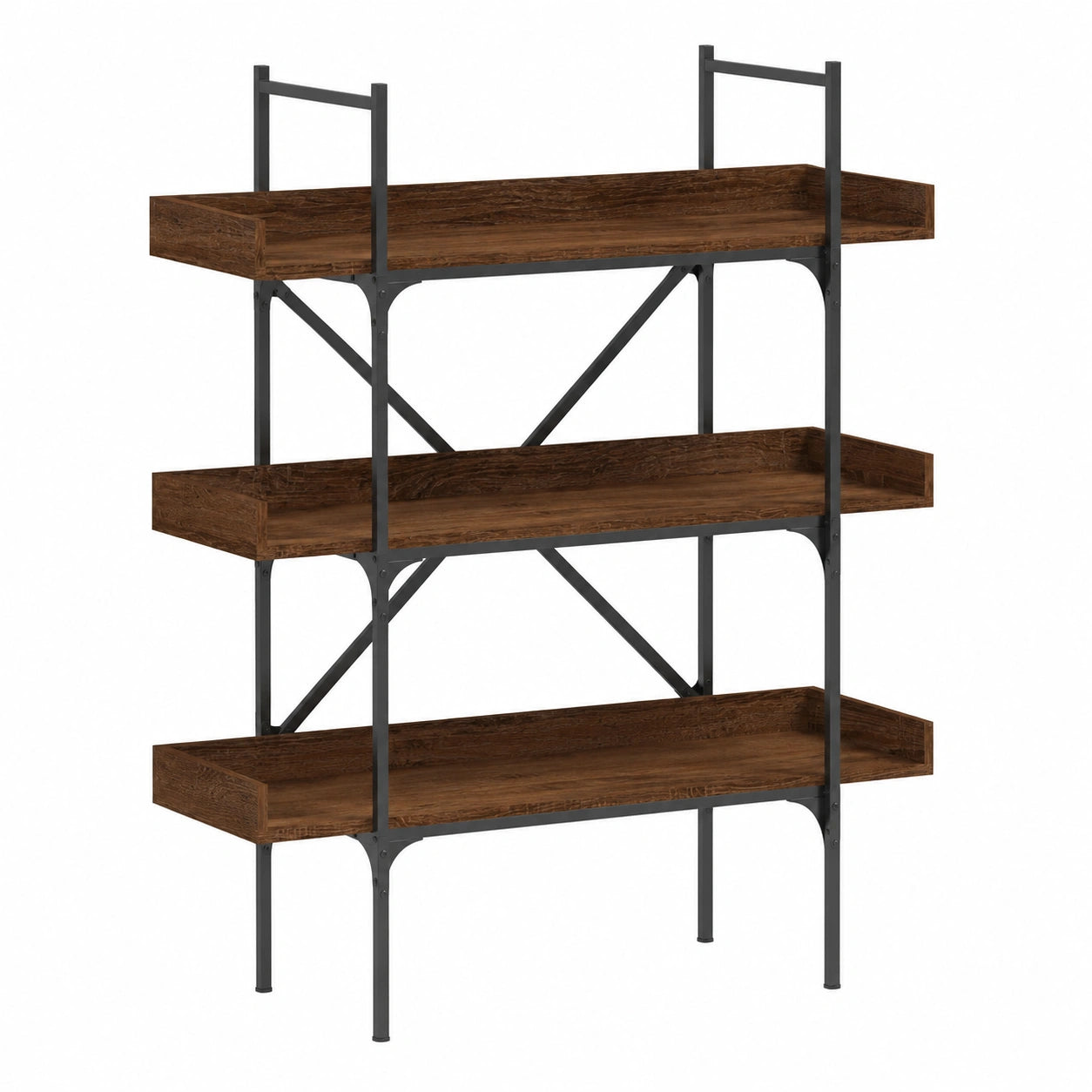 Bibliothèque, réglable, avec rangement, avec étagères, en chêne et métal, 100 x 33 x 145,5 cm, pour le salon ou le bureau