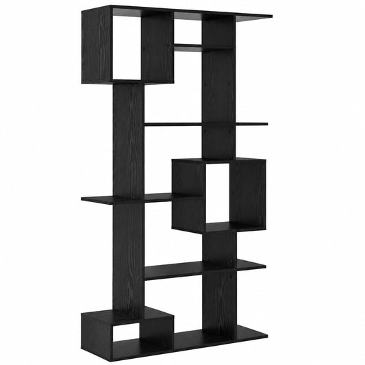 Meuble d’appoint, en chêne, avec rangement, avec étagères, coloris noir, 92 x 29 x 188 cm, pour le salon ou la chambre