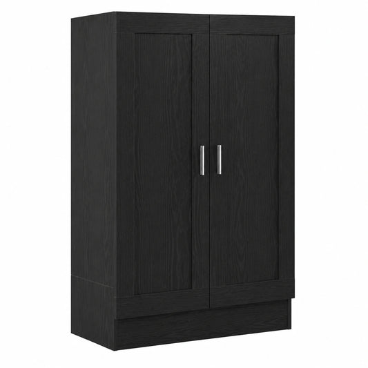 Bureau, en chêne, avec rangement, avec étagères, avec portes, coloris noir, 82,5 x 30,5 x 115 cm, pour l’espace de travail