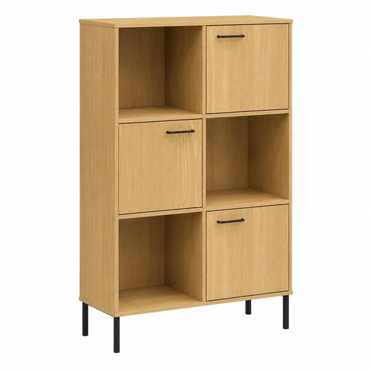 Bibliothèque, en métal, avec rangement, avec étagères, coloris marron, 90 x 35 x 128,5 cm, pour le salon ou le bureau
