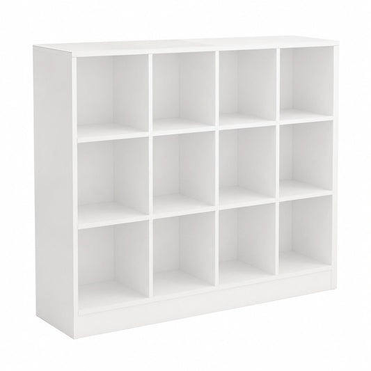 Bibliothèque, avec rangement, avec étagères, coloris blanc, 120 x 24 x 104 cm, pour le salon ou le bureau
