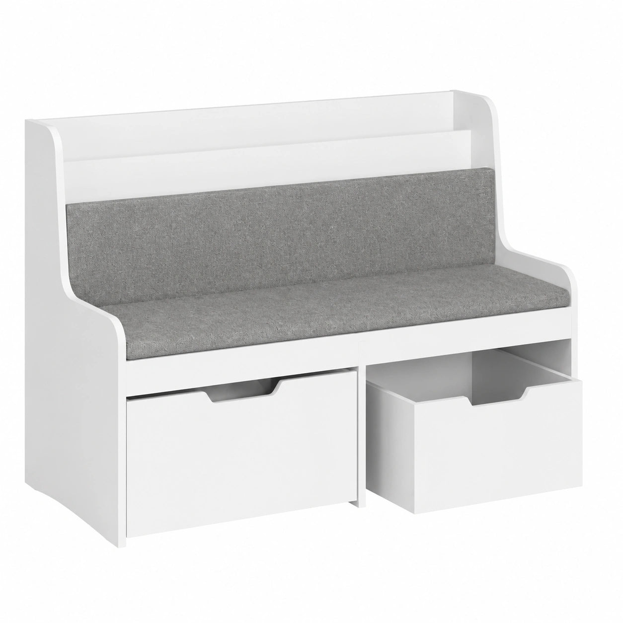 Banc, avec rangement, avec tiroirs, sur roulettes, coloris blanc, 100 x 45 x 70 cm, pour les espaces de vie