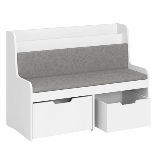 Banc, avec rangement, avec tiroirs, sur roulettes, coloris blanc, 100 x 45 x 70 cm, pour les espaces de vie