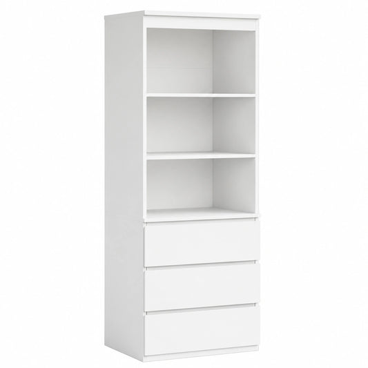 Bureau, avec rangement, avec tiroirs, avec étagères, coloris blanc, 60 x 35 x 180 cm, pour l’espace de travail