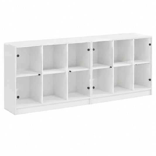 Bibliothèque, avec étagères, avec portes, coloris blanc, 204 x 37 x 75 cm, pour le salon ou le bureau