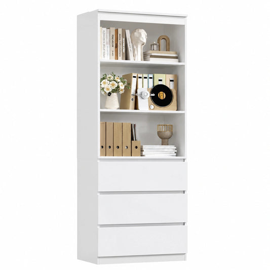 Bibliothèque, avec rangement, avec étagères, coloris blanc, pour le salon ou le bureau