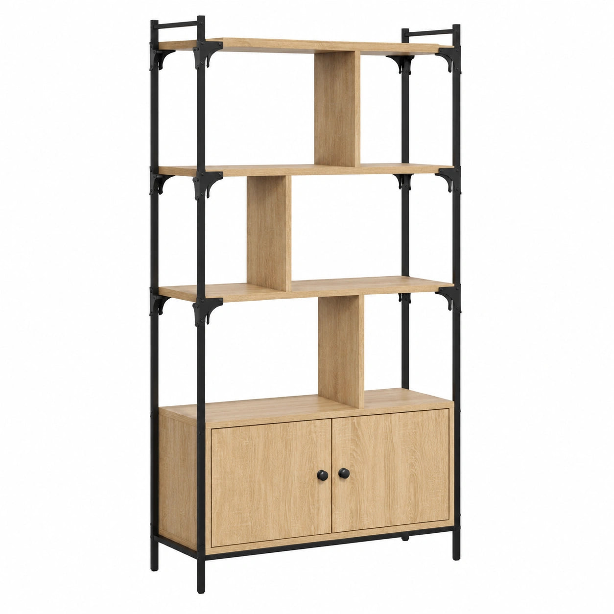 Bibliothèque, avec rangement, avec portes, en chêne, 76,5 x 30 x 154,5 cm, pour le salon ou le bureau