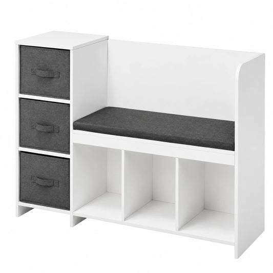 Banc, avec rangement, avec tiroirs, coloris blanc, pour les espaces de vie