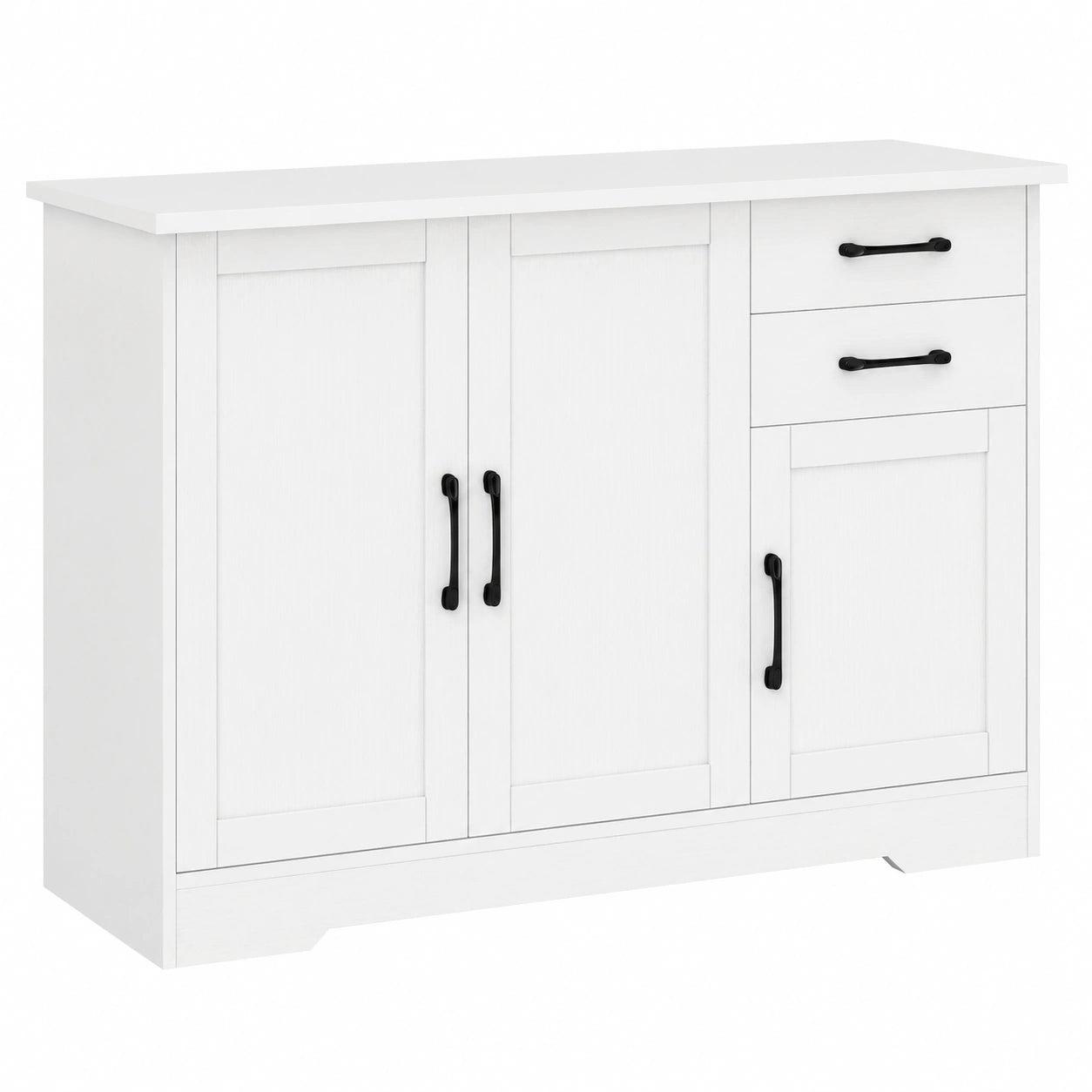 Buffet, réglable, avec rangement, avec tiroirs, 120 x 38 x 79 cm, coloris blanc, pour la salle à manger ou le salon
