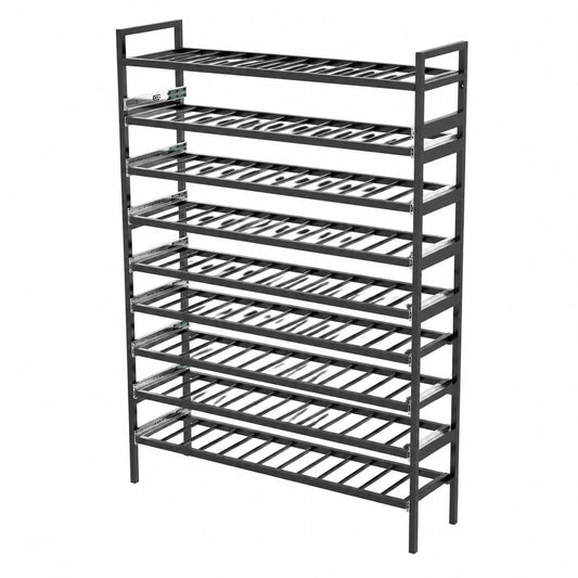 Étagère, extensible, en métal, 170 x 100 x 30 cm, coloris noir, pour les espaces de vie